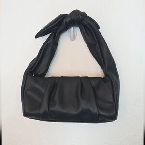 Black Vegan Leather Tie Bow Mini Bag